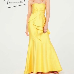 Adrianna Papell yellow gown size 10